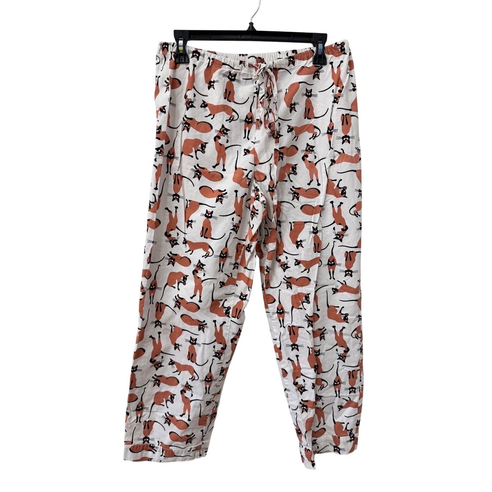 Women's White Fox Print Pajama Pants - Cozy Sleep Lounge Bottoms